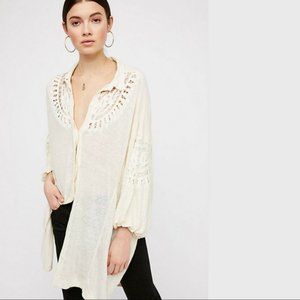 Free People Memory Lane Crochet-Inset Shirt